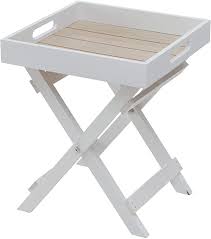 Amazon Com Cape Cod Cocktail Tv Tray Table White And Pale Wood Tones Natural Wood And Mdf Shiplap 11 L X 11 W X 14 In 2020 Pale