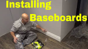 There may be times when nailing is prohibitive, in which case you can install molding without nails using construction grade adhesive. Installing Baseboards With A Finish Nailer Diy Tutorial Youtube