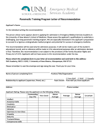 A paramedic resume should clearly demonstrate a candidate's ability to provide optimal medical. Fillable Online Paramedic Training Program Letter Of Recommendation Emed Fax Email Print Pdffiller