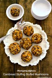Vegetables and homemade cornbread are baked into a delicious traditional stuffing. Thanksgiving Leftovers Cornbread Stuffing Stuffed Mushrooms Toot Sweet 4 Two