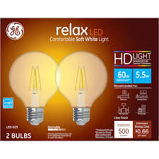 15 pack 60 watt g16.5 clear decorative globe candelabra base light bulbs 130v. Ge Relax Soft White Hd 60w Replacement Led Light Bulbs Decorative Globe Medium Base G25 2 Pack Led Bulbs Meijer Grocery Pharmacy Home More
