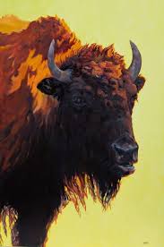 Miauen wall decor canvas art buffalo bills pictures prints posters 5 piece painting for living room framed home sports fan prints posters decoration ready. Colorful Contemporary Wildlife Bison Buffalo Painting Private First Class By Contemporary Animal Artist Patricia A G Buffalo Painting Buffalo Art Bison Art