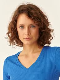 Ladies' Pinstripe Blouse Margo cutting DOPASOWANY color BLUE