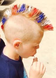 4th Of July Hairstyle For Boy Mohawk With Red White And Blue Washout Hair Gel Boy Hairstyles Mens Blue Hair Mohawk