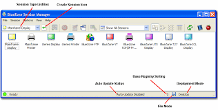 Bluezone mainframe display and printer. Session Manager Desktop