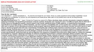 Programmer Analyst Cover Letter