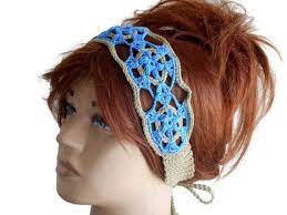 Crochet Hair Band Blue Crochet Headband Handmade Headband Etsy Crochet Hair Band Crochet Hair Styles Hair Accessories