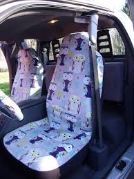 1 Set Of Cute Owls Print Seat Cover And Steering Wheel Cover Custom Made Wheel Cover Owl Print Steering Wheel Cover