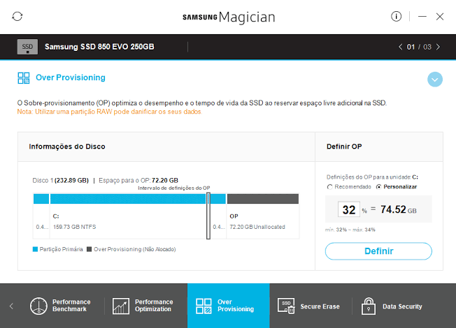 Resultado de imagem para saumsung overprovisioning