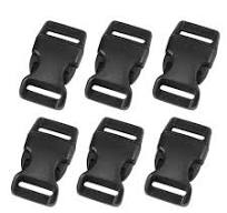 Suitcase Backpack Bag Strap Plastic Side Quick Release Buckle Black 15mm  6pcs