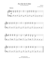 Au Clair De La Lune For Early Intermediate Piano Music Theory Piano Sheet Music Digital Sheet Music