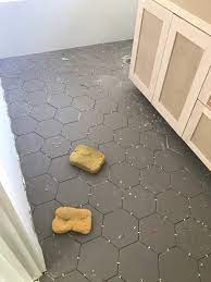 The grout should be as thick as peanut butter, says sassano. Grout Color For Dark Gray Hex Floor