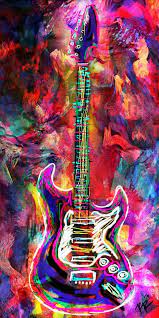 Guitar Canvas Art Rock N Roll Panoramic Painting On Wood Metal Acrylic Instruments Art Guitar Art Guitar Wall Art