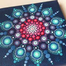 Original Dot Art Mandala On Canvas Board Painting Purple And Blue Mandala Office And Home Ornament Decoration Gift Dotilism Dotart Dot Art Painting Dot Painting Dots Art