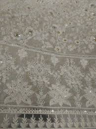 Embroidered net embroidery fabric, use: Beautiful Dyeable Thread Embroidered Net Fabric By Yard Etsy Net Fabric Embroidered Outfit Accessories