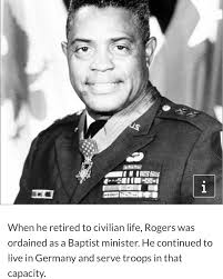 The Department of Defense webpage honoring Army Major General Charles Calvin  Rogers seems to have been restored. I've tried to include the complete  write up of his biography