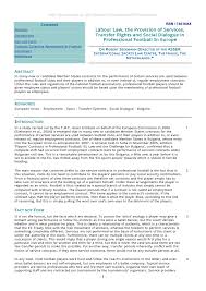 Now filling talent for paralegal/law student to write content for a website blogs, hr consultation for ny company talent hire professionals and agencies. Pdf Labour Law The Provision Of Services Transfer Rights And Social Dialogue In Professional Football In Europe
