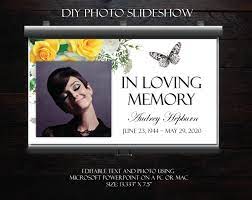 Diy Memorial Photo Slideshow Powerpoint Yellow Roses Etsy Photo Slideshow Funeral Program Template Funeral Templates
