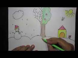 Kids can draw their favorite things about each season. Kids Cartoon Drawing Winter Season Images Drawing Wallpaper