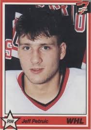 1990-91 7th Inning Sketch WHL # 151 JEFF PETRUIC MOOSE JAWS WARRIORS