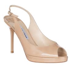 Jimmy Choo Womens Beige Patent Leather Open Toe Heels Pumps Shoes