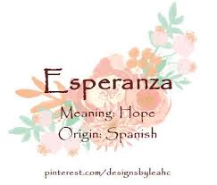 Baby Girl Name Esperanza Meaning Hope Origin Spanish Meaningful Baby Names Baby Girl Names Female Character Names