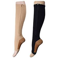 2 Pairs Open Toe Knee Length Copper Infused Zipper Compression Socks By Gofriendly 15 20 Mens Running Socks Zippered Compression Socks Ankle Compression Socks