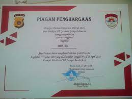Sertifikat untuk anak magang atau pkl atau prakerinfull description. Satpam Bpcb Aceh Mendapat Piagam Penghargaan Pelatihan Gada P