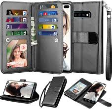 The samsung galaxy s10 plus phone case features a nice leather flip pocket with a magnetic lock. Amazon Com Njjex Wallet Case For Galaxy S10 Plus For Galaxy S10 Case Pu Leather 9 Card Slots Credit Holder Folio Flip Detachable Kickstand Magnetic Phone Cover Wrist Strap For Samsung S10 Plus