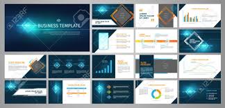 Vector Business Template Set Blue Abstract Banner Presentation