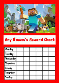 Red Minecraft Star Sticker Reward Chart Reward Chart Kids