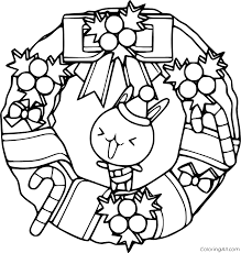 You will need a ring, florist's wire, twine, fresh or fake sprigs of foliage, decorations and rib. Funny Cat In The Christmas Wreath Coloring Page Coloringall