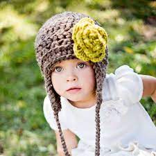 Toddler Girl Winter Hat Little Girl Hat Aviator Hat With Large Flower Brooch 12 To 36 Months 44 00 Via Etsy Girls Winter Hats Kids Hats Girls Crochet Hats