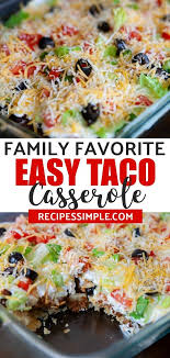 Easy Taco Casserole Recipe Recipe Recipes Taco Casserole Easy Taco Casserole