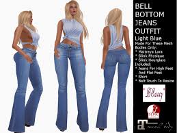 Second Life Marketplace Bsassy Bell Bottom Jeans Outfit Lt Blue