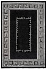 Black And White Wool Rug Uk Snowdon Black Rug A Modern Monochrome Synthetic Budget Rug With A Multi Bordered Design In Shades Of Silver Black Cream 5 Sizes Modern Rugs Black Rug Rugs