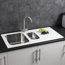 sauber 1.5 bowl kitchen sink with white