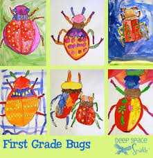 Bug Paintings Deep Space Sparkle Kindergarten Art Insect Art Projects Elementary Art Projects