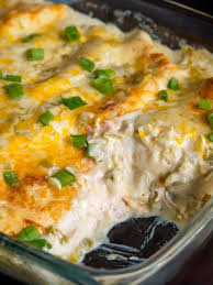 Remove From Oven And Let It Rest And Set For 10 12 Minutes Garnish Cream Cheese Chicken Enchiladas Cream Cheese Enchiladas Cheese Enchiladas
