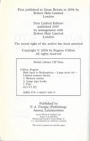 CLIFTON Eugene Ride Back to Redemption Linford Western Library