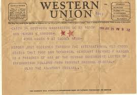Wwii Telegram Prisoner Of War