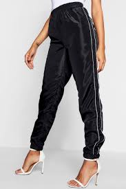 Boohoo Tall Panel Detail Shell Jogger We Need Bella Hadid S 85 Unisex Track Pants Like She Needs That Mug Of Coffee Badly Popsugar Fashion Photo 9