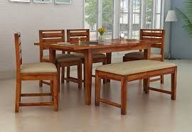 Advin 6 Seater Extendable With Bench Dining Set Honey Finish 6 Seater Dining Table Buy Dining Table Dining Table Design