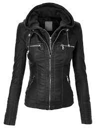 Made By Johnny Women S Removable Hoodie Motorcyle Jacket Faux Leather Motorcycle Jacket Womens Faux Leather Fashion
