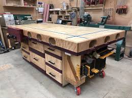 Extreme Torsion Box Assembly Table And Outfeed Workbench Woodworking Workbench Garage Work Bench Assembly Table