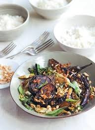 Alice Hart S Braised Baby Eggplants With Bok Choy Peanuts And Thai Basil Recipe Thai Basil Recipes Basil Recipes Vegan Veggie Recipes Healthy
