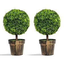 Armada topiary trees artificial faux fakes spiral plant green cedar tree boxwood topirary plants indoor outdoor decor with plastic pot set of 2 (35 inch). 2pcs 22 Round Artificial Boxwood Topiary Tree Home Office Outdoor Decorations 7461758892164 Ebay
