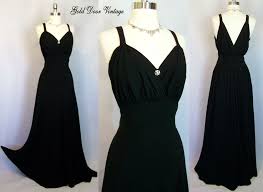 Vintage 30s Old Hollywood Glam Bias Black Rhinestone Trim Evening Gown Vintage Outfits Black Evening Gown Vintage Wardrobe