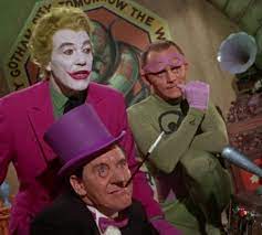 Three Batman Greats The Joker The Penguin And The Riddler Cesar Romero Burgess Meredith And Frank Gorshin Batman Tv Show Batman Tv Series Old Tv Shows
