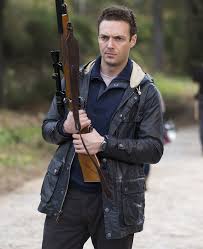 We find aaron and father gabriel surrounded by walkers in a field, fighting their way through the dead. The Walking Dead Aaron Jacket Films Jackets